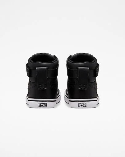 Black / White Converse Pro Blaze Strap Leather Kids' Sneakers Canada | C-54917029