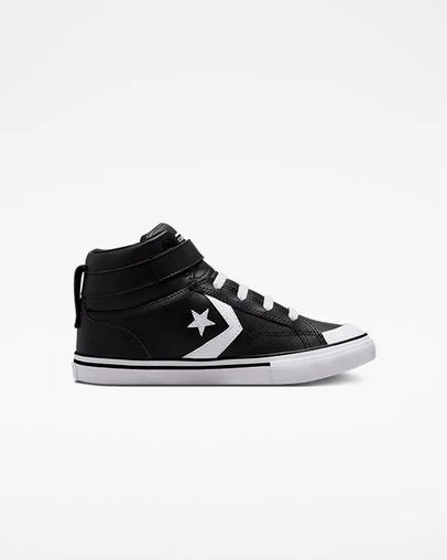 Black / White Converse Pro Blaze Strap Leather Kids\' Sneakers Canada | C-54917029