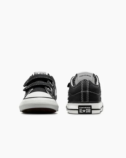 Black / White Converse Star Player 76 Easy-On Kids' Canvas Shoes Canada | C-23167809