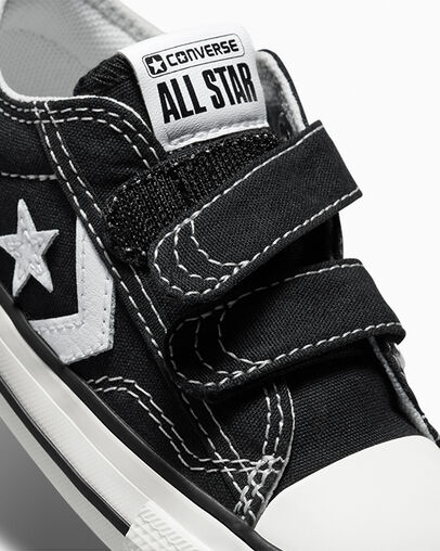 Black / White Converse Star Player 76 Easy-On Kids' Canvas Shoes Canada | C-23167809