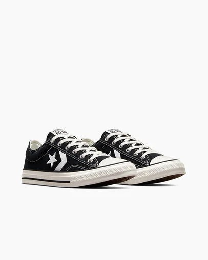 Black / White Converse Star Player 76 Foundational Kids' Canvas Shoes Canada | C-78421369