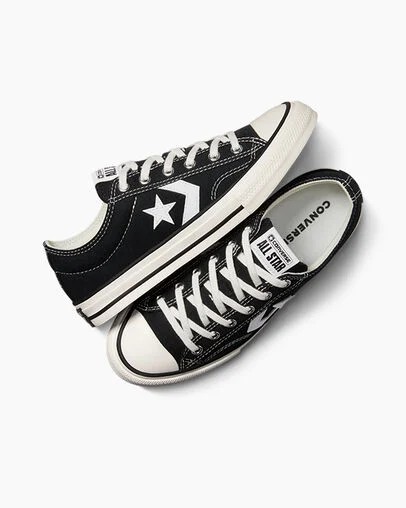 Black / White Converse Star Player 76 Foundational Kids' Canvas Shoes Canada | C-78421369