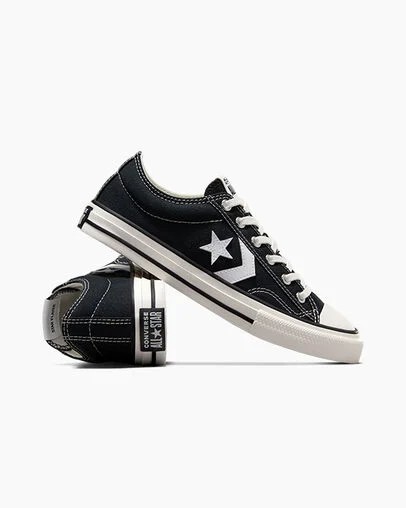 Black / White Converse Star Player 76 Foundational Kids' Canvas Shoes Canada | C-78421369