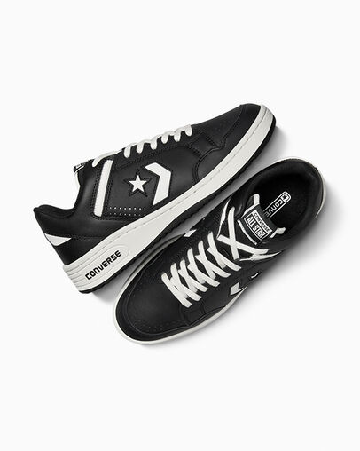Black / White Converse Weapon Leather Women Basketball Shoes Canada | C-10285739
