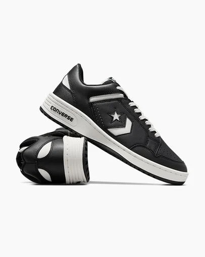 Black / White Converse Weapon Leather Women Basketball Shoes Canada | C-10285739