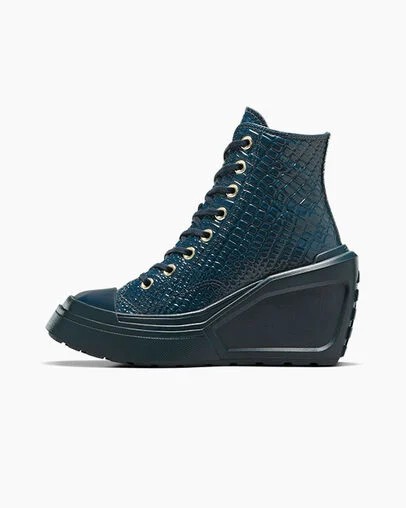 Blue / Gold Converse Chuck 70 De Luxe Wedge Women Platform Shoes Canada | C-97530249
