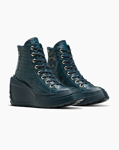 Blue / Gold Converse Chuck 70 De Luxe Wedge Women Platform Shoes Canada | C-97530249