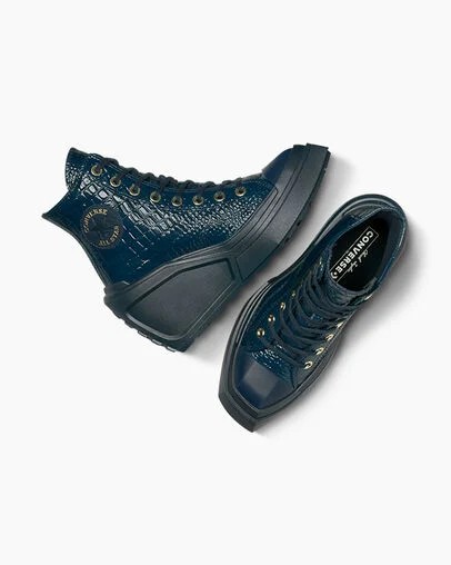 Blue / Gold Converse Chuck 70 De Luxe Wedge Women Platform Shoes Canada | C-97530249