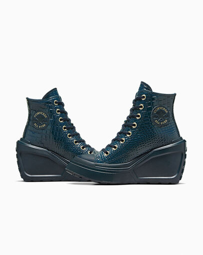 Blue / Gold Converse Chuck 70 De Luxe Wedge Women Platform Shoes Canada | C-97530249