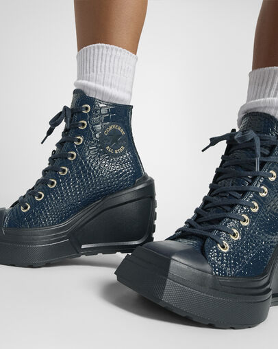 Blue / Gold Converse Chuck 70 De Luxe Wedge Women Platform Shoes Canada | C-97530249