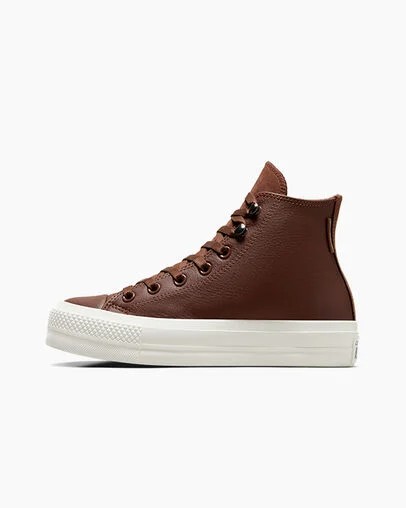 Brown / Black Converse Chuck Taylor All Star Lift Platform Water Repellent Leather Women Boots Canada | C-01467839