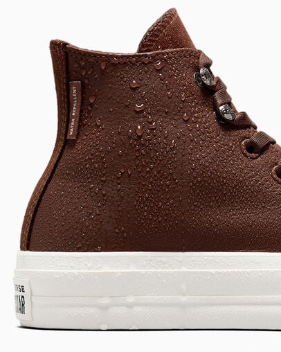 Brown / Black Converse Chuck Taylor All Star Lift Platform Water Repellent Leather Women Boots Canada | C-01467839