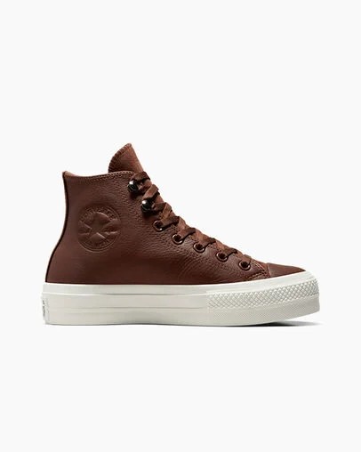 Brown / Black Converse Chuck Taylor All Star Lift Platform Water Repellent Leather Women Boots Canada | C-01467839