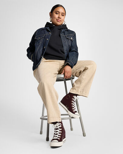 Burgundy / Black Converse Chuck Taylor All Star Classic Wedge Leather Women Sneakers Canada | C-63045289