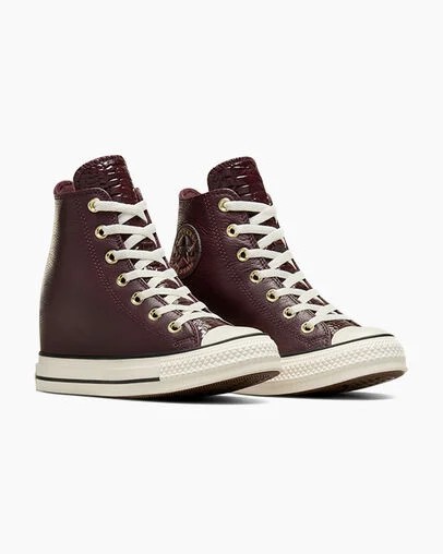 Burgundy / Black Converse Chuck Taylor All Star Classic Wedge Leather Women Sneakers Canada | C-63045289