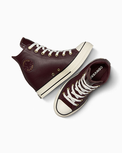 Burgundy / Black Converse Chuck Taylor All Star Classic Wedge Leather Women Sneakers Canada | C-63045289