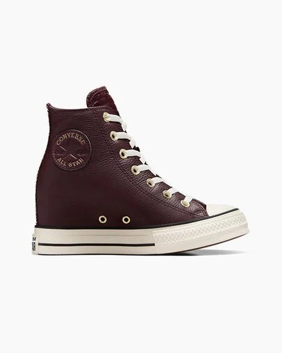 Burgundy / Black Converse Chuck Taylor All Star Classic Wedge Leather Women Sneakers Canada | C-63045289