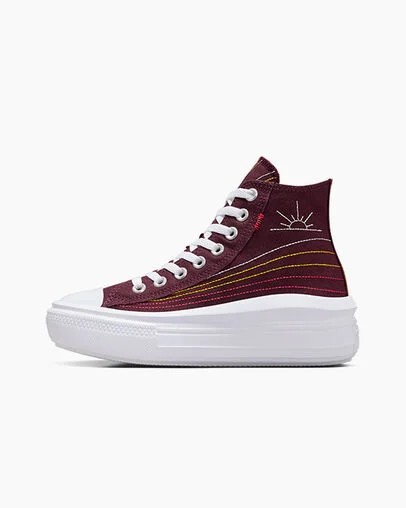 Burgundy / Red / Yellow Converse Chuck Taylor All Star Move Women Platform Shoes Canada | C-42613089