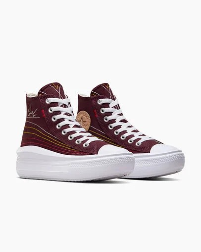 Burgundy / Red / Yellow Converse Chuck Taylor All Star Move Women Platform Shoes Canada | C-42613089