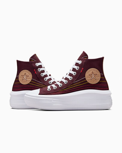 Burgundy / Red / Yellow Converse Chuck Taylor All Star Move Women Platform Shoes Canada | C-42613089