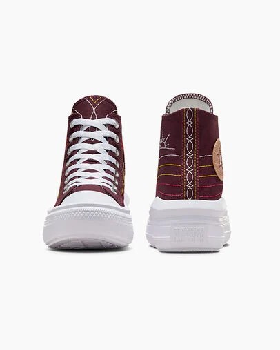 Burgundy / Red / Yellow Converse Chuck Taylor All Star Move Women Platform Shoes Canada | C-42613089