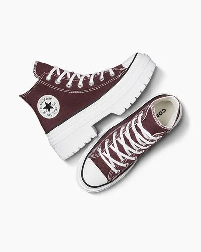 Burgundy / White / Black Converse Chuck Taylor All Star Lugged Heel Platform Women Boots Canada | C-40356179