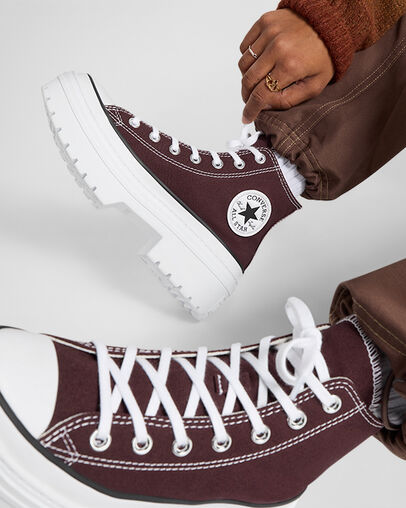 Burgundy / White / Black Converse Chuck Taylor All Star Lugged Heel Platform Women Boots Canada | C-40356179