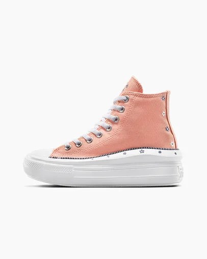Coral / White Converse Chuck Taylor All Star Move Women Platform Shoes Canada | C-86143059