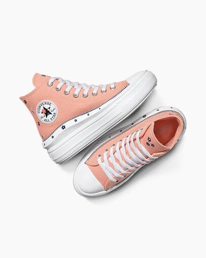 Coral / White Converse Chuck Taylor All Star Move Women Platform Shoes Canada | C-86143059