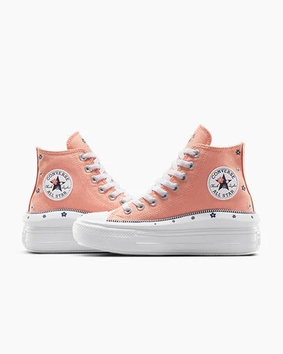 Coral / White Converse Chuck Taylor All Star Move Women Platform Shoes Canada | C-86143059