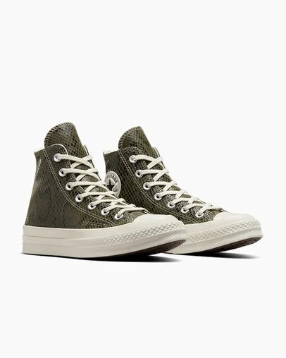 Dark Green Converse Chuck 70 Snakeskin Print Women Sneakers Canada | C-17495609