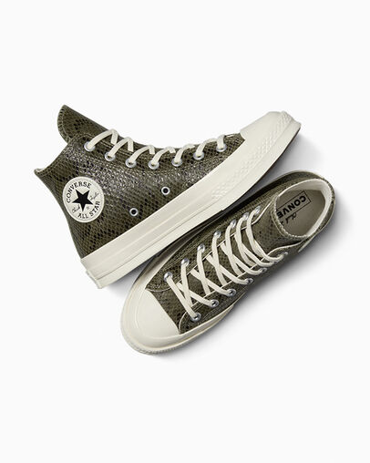 Dark Green Converse Chuck 70 Snakeskin Print Women Sneakers Canada | C-17495609