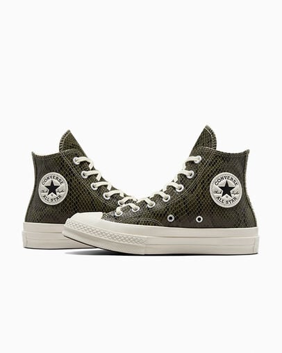 Dark Green Converse Chuck 70 Snakeskin Print Women Sneakers Canada | C-17495609