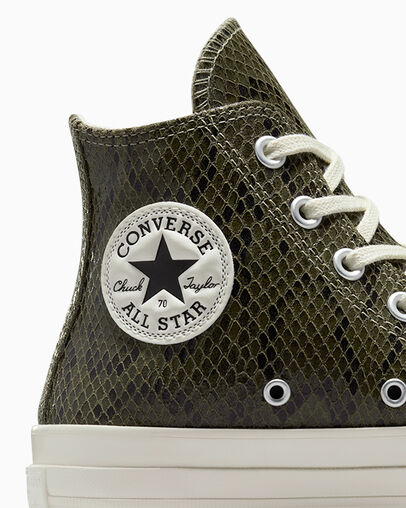 Dark Green Converse Chuck 70 Snakeskin Print Women Sneakers Canada | C-17495609