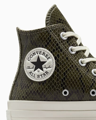 Dark Green Converse Chuck 70 Snakeskin Print Women Sneakers Canada | C-17495609