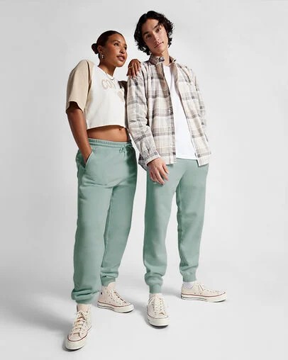 Green Converse Go-To Embroidered Star Chevron Standard-Fit Men Sweatpants Canada | C-35862749