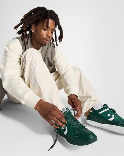 Green Converse Weapon Leather Men Basketball Shoes Canada | C-19367859