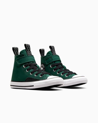 Green / Black / White Converse Chuck Taylor All Star Sporty Easy-On Kids' Sneakers Canada | C-17930529