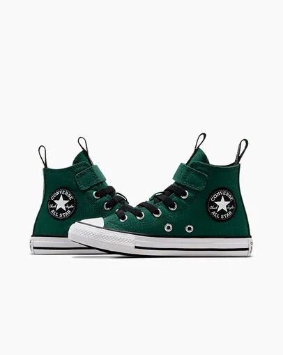Green / Black / White Converse Chuck Taylor All Star Sporty Easy-On Kids' Sneakers Canada | C-17930529