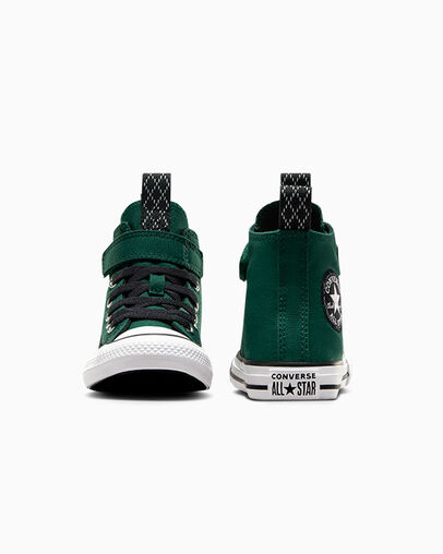 Green / Black / White Converse Chuck Taylor All Star Sporty Easy-On Kids' Sneakers Canada | C-17930529