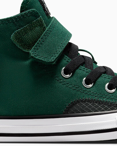 Green / Black / White Converse Chuck Taylor All Star Sporty Easy-On Kids' Sneakers Canada | C-17930529