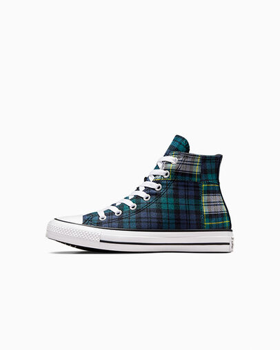 Green / Navy / White Converse Chuck Taylor All Star Plaid Kids' Sneakers Canada | C-60532919