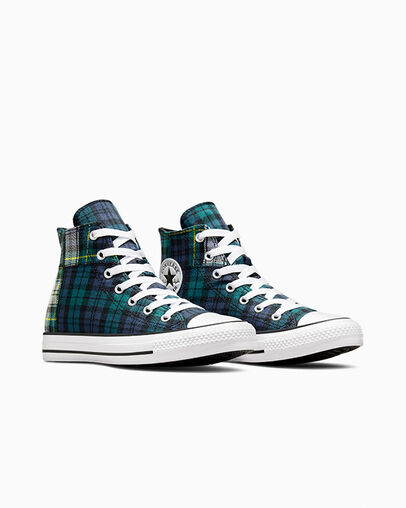 Green / Navy / White Converse Chuck Taylor All Star Plaid Kids' Sneakers Canada | C-60532919