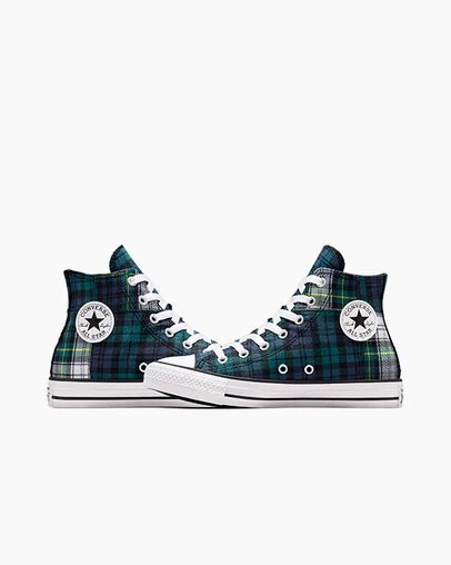 Green / Navy / White Converse Chuck Taylor All Star Plaid Kids' Sneakers Canada | C-60532919