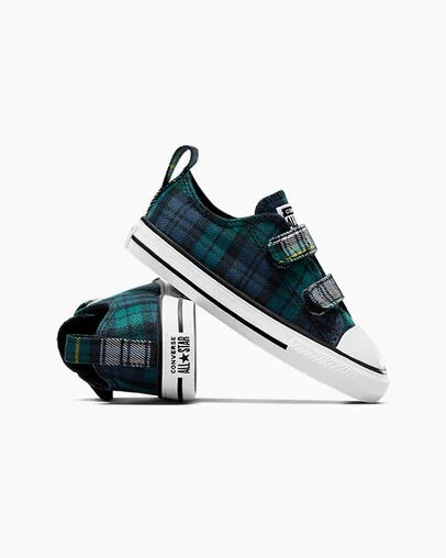 Green / Navy / White Converse Chuck Taylor All Star Plaid Kids' Sneakers Canada | C-05792819