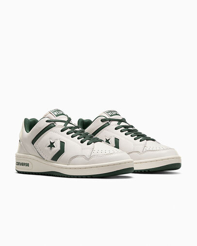 Green / White Converse Weapon Leather Men Basketball Shoes Canada | C-12947659