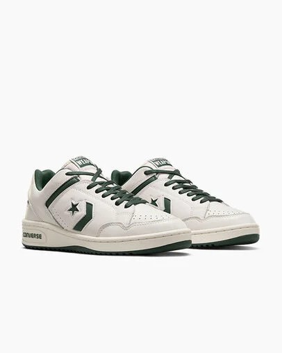 Green / White Converse Weapon Leather Women Basketball Shoes Canada | C-02731989