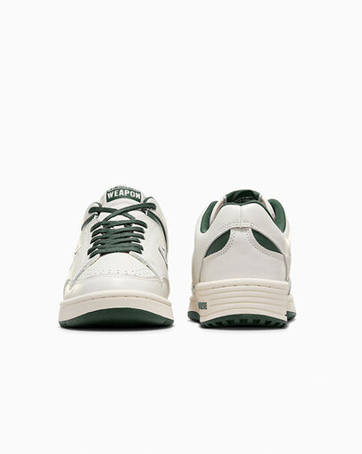 Green / White Converse Weapon Leather Women Basketball Shoes Canada | C-02731989