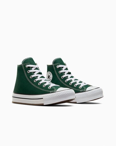 Green / White / Beige White Converse Chuck Taylor All Star EVA Lift Kids' Platform Shoes Canada | C-48156029