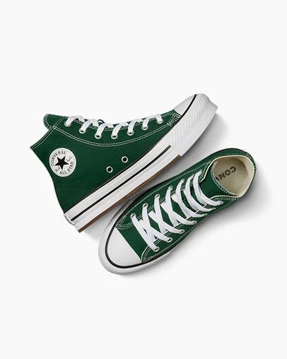 Green / White / Beige White Converse Chuck Taylor All Star EVA Lift Kids' Platform Shoes Canada | C-48156029
